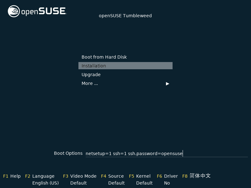Ρύθμιση openSUSE για εγκατάσταση με ssh
