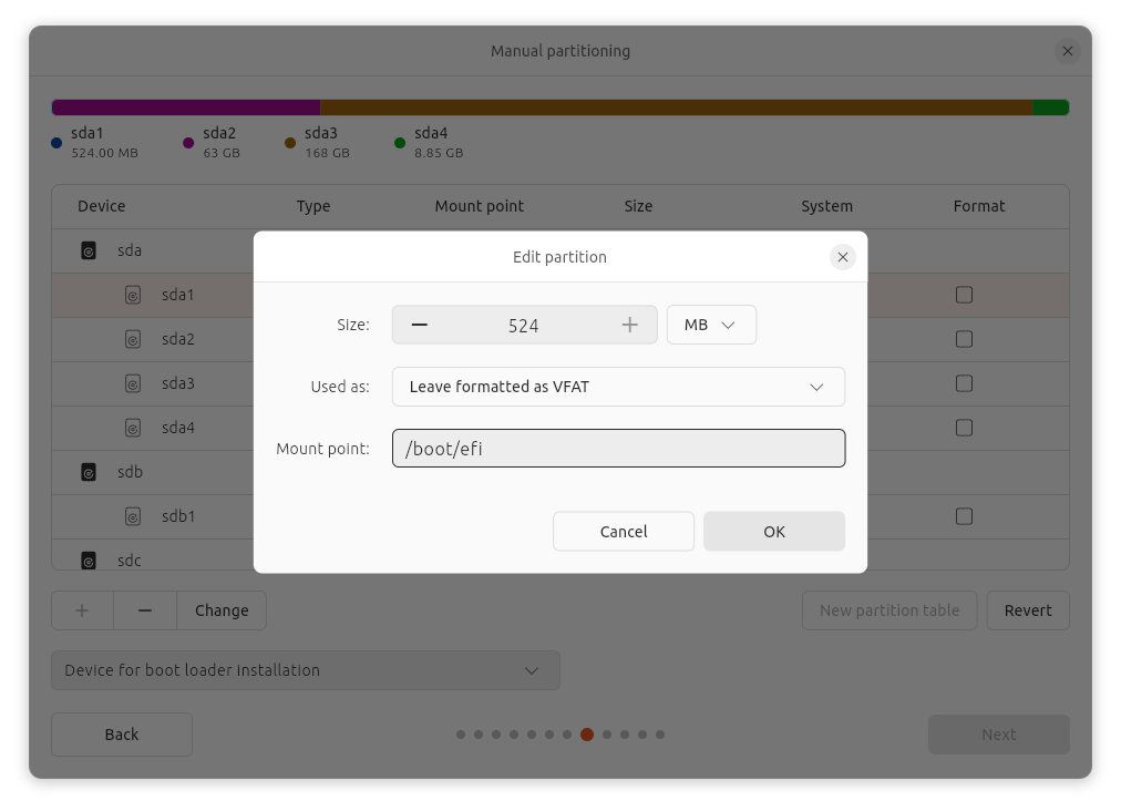 Ubuntu Install Partition sda1