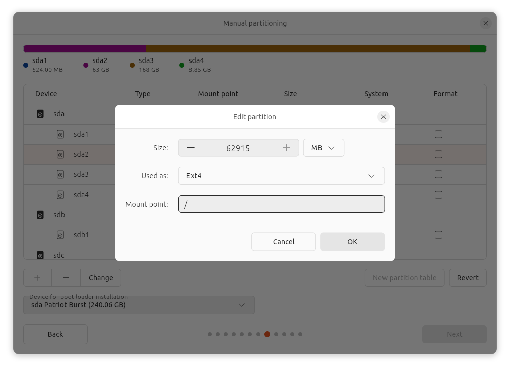 Ubuntu Install Partition sda2