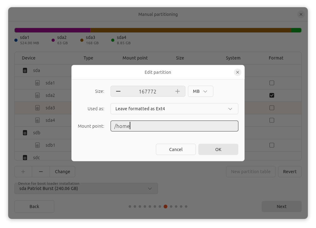 Ubuntu Install Partition sda3